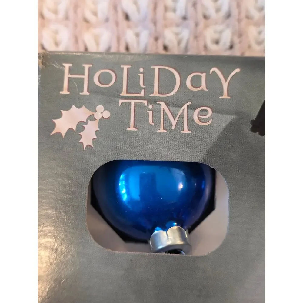 VTG Walmart Holiday Time Blue Ornaments Made in the USA Set of 18 Christmas 2